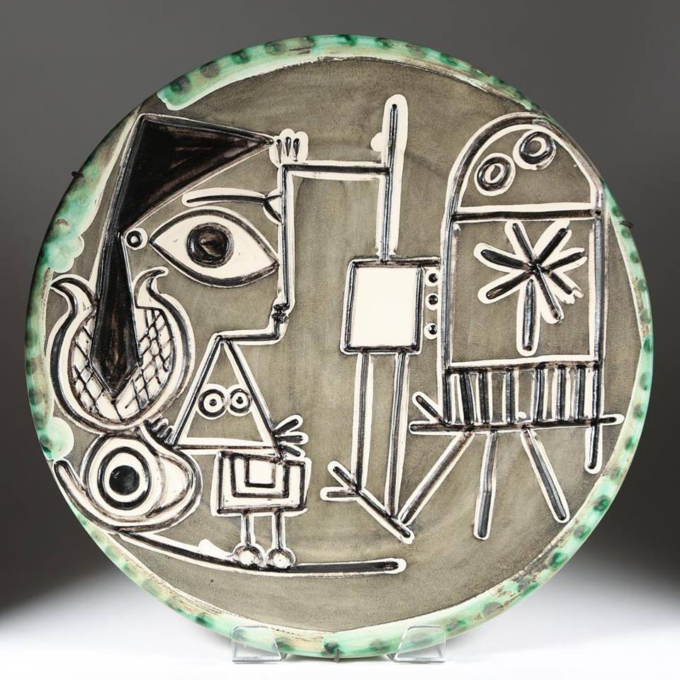 Jacqueline au Chevalet, 1956. Painted ceramic plate. Courtesy Park West Museum